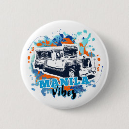 Jeepney Manila Vibes Blue Orange Button