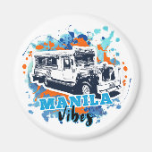 Jeepney Manila Vibes Blue Orange Magnet (Vorne)