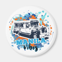 Jeepney Manila Vibes Blue Orange Magnet