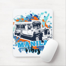 Jeepney Manila Vibes Blue Orange Mousepad