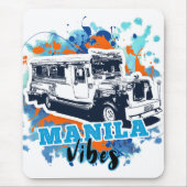 Jeepney Manila Vibes Blue Orange Mousepad (Vorne)