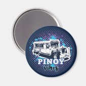 Jeepney Pinoy Vibes Blue Pink Magnet (Vorderseite/Rückseite)