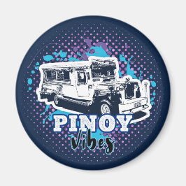Jeepney Pinoy Vibes Blue Pink Magnet