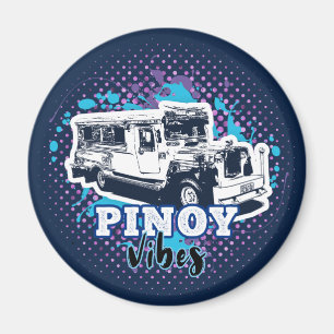 Jeepney Pinoy Vibes Blue Pink Magnet