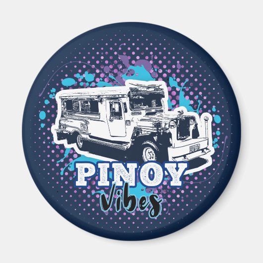 Jeepney Pinoy Vibes Blue Pink Magnet (Vorne)