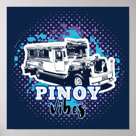 Jeepney Pinoy Vibes Blue Pink Poster (Vorne)