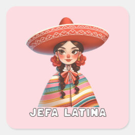 Jefa Latina Latinx besitzt ein kleines Unternehmen Quadratischer Aufkleber