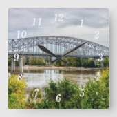 Jeff City Bridge Wall Clock Quadratische Wanduhr (Vorderseite)