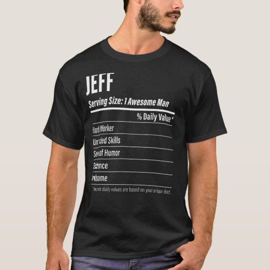 Jeff Serving Size Nutrition Label Calories T-Shirt (Vorderseite)