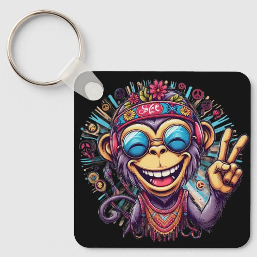 "Jeff the Chill Monkey" Keychain Aluminum Keychain Schlüsselanhänger (Vorderseite)