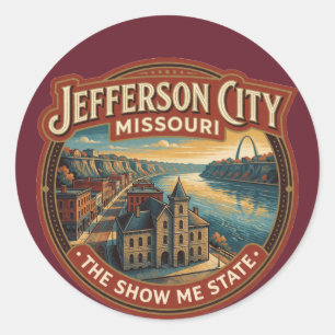 Jefferson City Missouri Hauptstadt Fluss Reise Runder Aufkleber