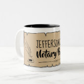 Jefferson City Notary Public Scroll Feather Quill Zweifarbige Tasse (Vorderseite Links)