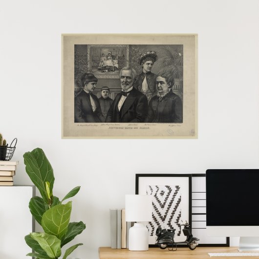 Jefferson Davis und Family Lithograph Print Poster (Heimbüro)