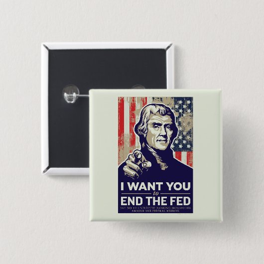 Jefferson-Enden-gefüttert Button (Vorne & Hinten)