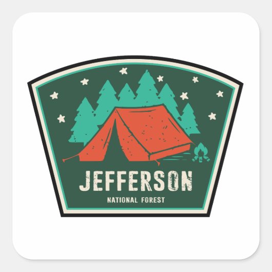 Jefferson National Forest Camping Quadratischer Aufkleber (Vorderseite)