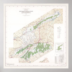 Jefferson National Forest Map (1983) Poster