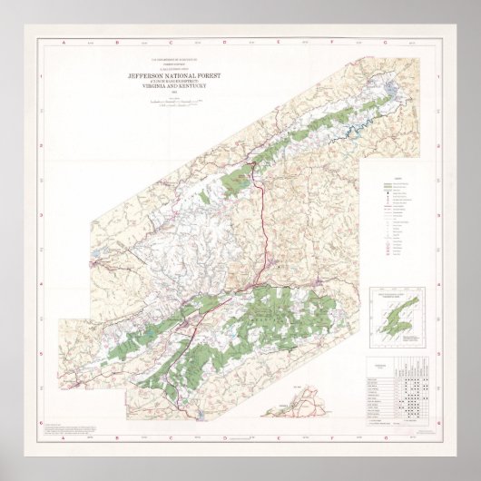 Jefferson National Forest Map (1983) Poster (Vorne)