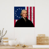 Jefferson und die amerikanische Flagge — Grenze Poster (Küche)