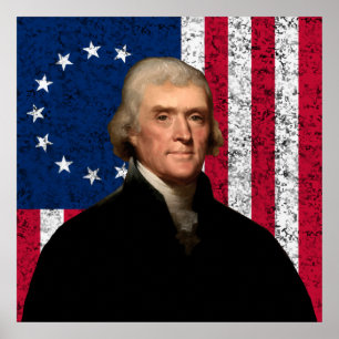 Jefferson und die amerikanische Flagge — Grenze Poster