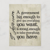 Jefferson: Vorsicht vor der großen Regierung Postkarte (Vorderseite)