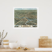 Jefferson, WI Panoramic Map - 1870 Poster (Küche)