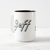 Jeffklassischer Retro Namensentwurf Zweifarbige Tasse (Vorderseite Links)