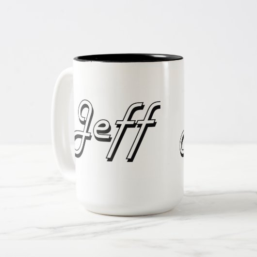 Jeffklassischer Retro Namensentwurf Zweifarbige Tasse (Vorderseite Links)