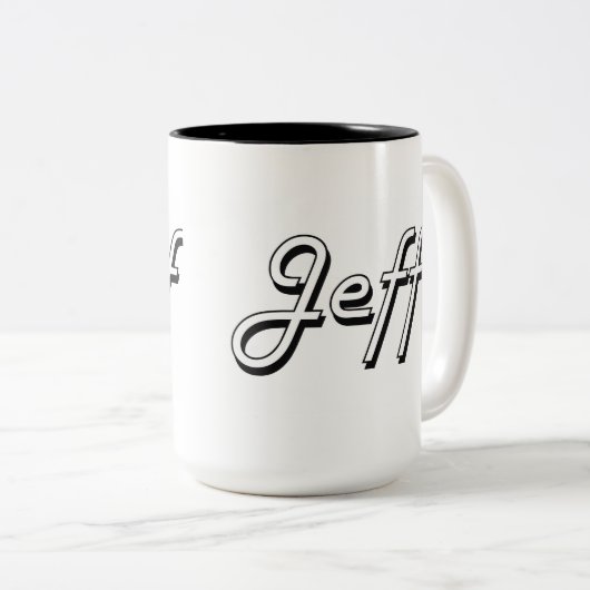 Jeffklassischer Retro Namensentwurf Zweifarbige Tasse (VorderseiteRechts)