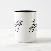 Jeffklassischer Retro Namensentwurf Zweifarbige Tasse (Mittel)