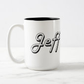 Jeffklassischer Retro Namensentwurf Zweifarbige Tasse (Links)