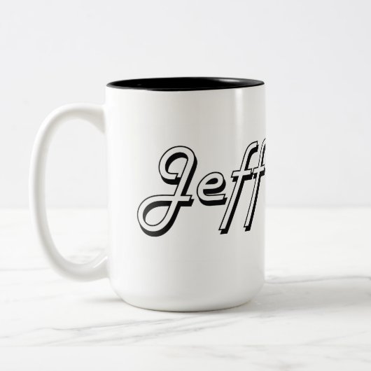 Jeffklassischer Retro Namensentwurf Zweifarbige Tasse (Links)