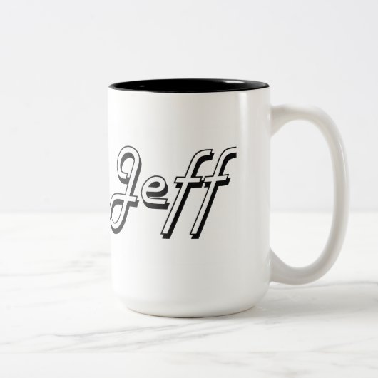 Jeffklassischer Retro Namensentwurf Zweifarbige Tasse (Rechts)