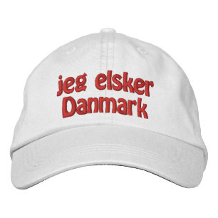 Jeg Elsker Danmark Bestickte Kappe