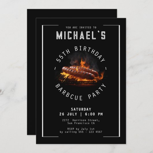 Jegliche "Age Barbecue Birthday Party" Einladung (Vorne/Hinten)