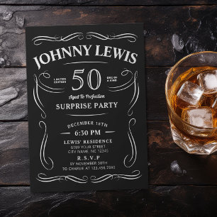 Jegliche Age Whiskey themed Überraschung 50. Gebur Einladung
