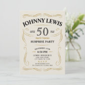 Jegliche Age Whiskey themed Überraschung 50. Gebur Einladung (Stehend Vorderseite)