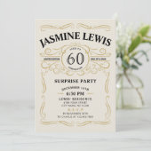 Jegliche Age Whiskey themed Überraschung 60. Gebur Einladung (Stehend Vorderseite)