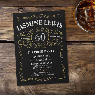 Jegliche Age Whiskey themed Überraschung 60. Gebur Einladung