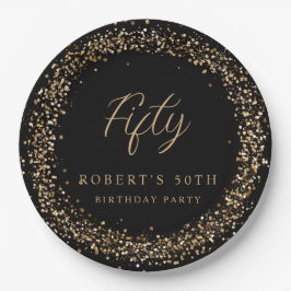 Jegliche Alt Black Gold Glitzer Geburtstagsparty Pappteller