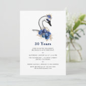 Jegliche alterliche Watercolor Swan Floral Geburts Einladung (Stehend Vorderseite)