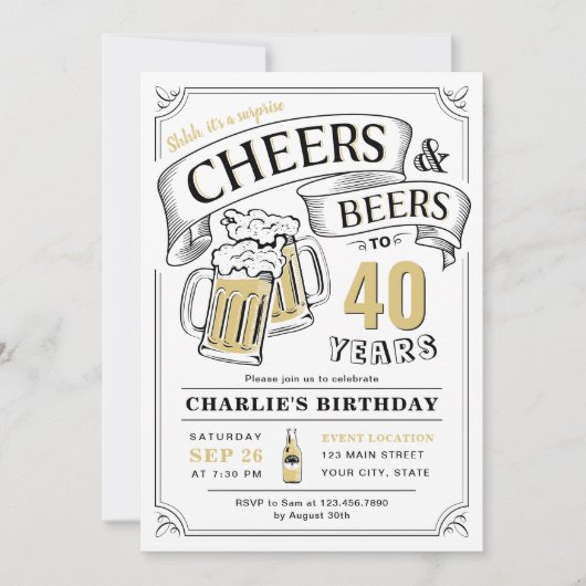 Jegliche Altersjubeln und Bierüberraschung Geburts Einladung (Vorderseite)
