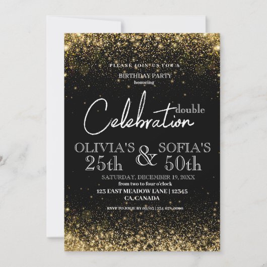 Jegliche Altersrennen des modernen Black Gold Glit Einladung (Vorderseite)