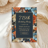 Jegliche Blue Orange Blume 75. Geburtstag Einladung