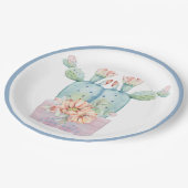 Jegliche Blume der Wasserfarbenkaktus Pappteller (Schrägansicht)