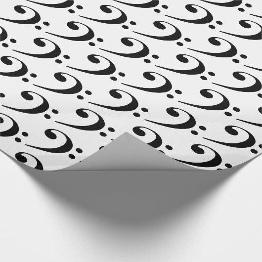 Jegliche Farb-/Schwarz-Musik-Bass-Clef ablegen Geschenkpapier (Ecke)