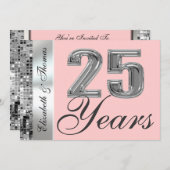Jegliche Farbe & 25 Jahre Silver Anniversary Einla Einladung (Vorne/Hinten)