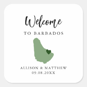 Jegliche Farbe Barbados Hochzeitsnadel oder -box Quadratischer Aufkleber