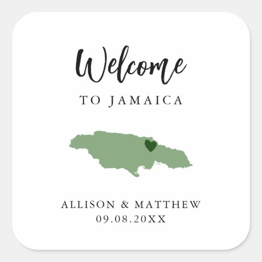 Jegliche Farbe Jamaika Hochzeitssacktasche oder -b Quadratischer Aufkleber (Vorderseite)