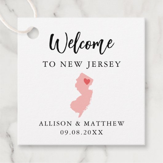 Jegliche Farbe New Jersey Wedding Welcome Bag Geschenkanhänger (Vorderseite)