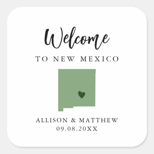 Jegliche Farbe New Mexico Begrüßungstasche oder Bo Quadratischer Aufkleber (Vorderseite)